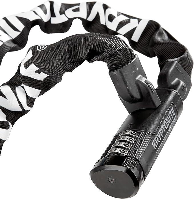 Kryptonite Keeper 712 Combo Bike Chain Lock, 4 Feet Long 7mm Steel Chain Heavy Duty Anti-Theft Bicycle Chain Lock, 4-Digit Resettable Combination Lock for E-Bike Scooter Road Mountain Bikes