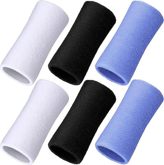 WILLBOND 6 Inch Wrist Sweat Bands for Men Women Tennis Elastic Athletic Long Sweatband Wrist Absorbent for Basketball Tennis Running Outdoor Activity