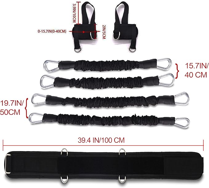 Boxing Resistance Bands MMA Boxing Training Equipment Gear with Handles/Ankle Cuff/Belt for Men,Shadow Boxing Accessories for Kicks Full Body Fitness Exercise Workout to Enhance Power/Speed/Agility