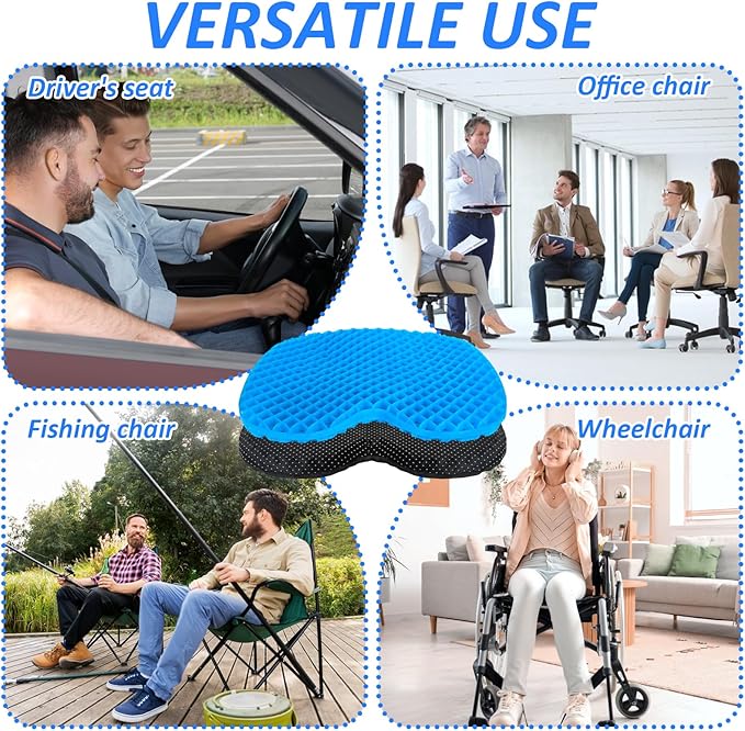 2 Pack Anti Slip Kayak Seat Cushion Thick Waterproof-Gel Breathable U Shape Seats Pad with Non-Slip Cover for Sit in Inflatable Kayak Canoe & Boat Kayak Accessories for Fishing Kayak