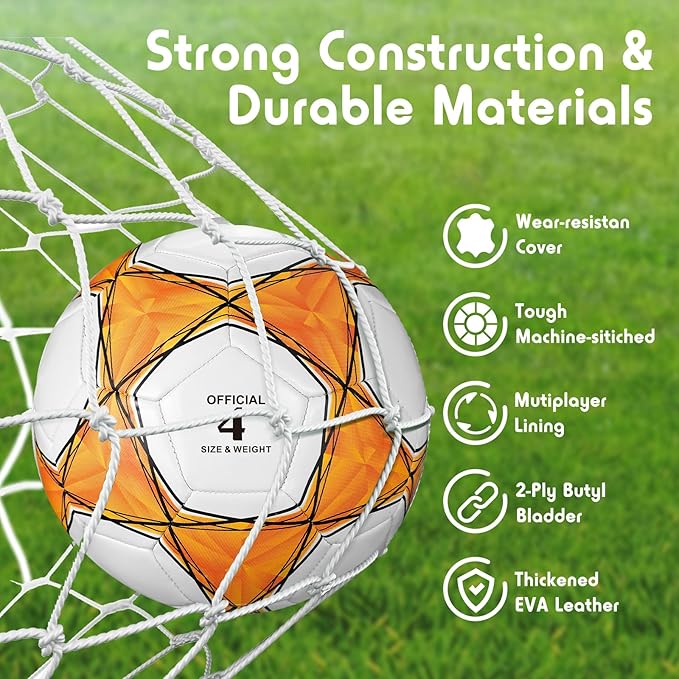 Deekin 12 Pcs Soccer Balls Bulk with Pump Deflated Sizes 3, 4, 5, Official Size Sport Soccer Ball Training Ball for Kids Youth Adult Game Match School Training Accessories Party Gift