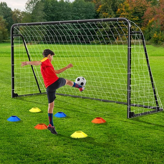 NAIZEA Soccer Goal - 12x6FT/16x7FT/10x6FT/8x6FT/6x4FT Soccer Goals for Backyard - Metal Soccer Goals for Youth Adult - Multiple Sizes Colors - Perfect for Games Indoor Outdoor Practice