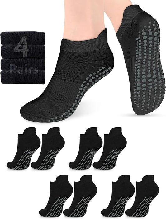 AURUZA Grip Socks for Women Men Pilates Grip Socks Non Slip Yoga Sock with Grips for Barre Barefoot Hospital Grippy Sock