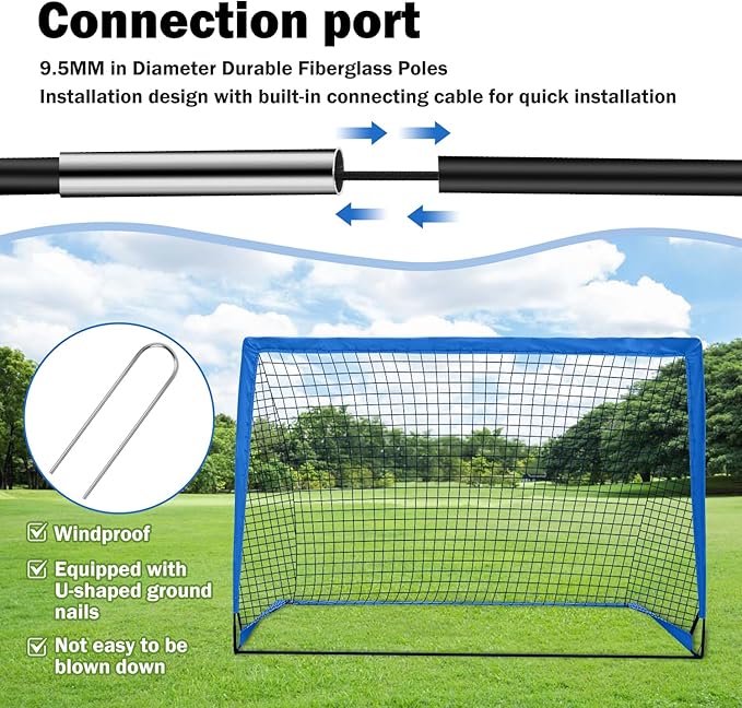 6x4 FT Kids Soccer Goals for Backyard - 2 Pack Soccer Nets, Portable Pop Up Goal Set with Training Mat, Cones, Target & Ball - Soccer Training Equipment Gift for Boys/Girls Ages 3-12