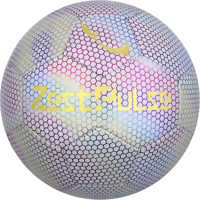 Holographic Reflective Soccer Ball Size 3, 4 & 5 for Kids & Adults, High Visibility for Night Games and Training, Ideal Gift for Boys Girls 8-12