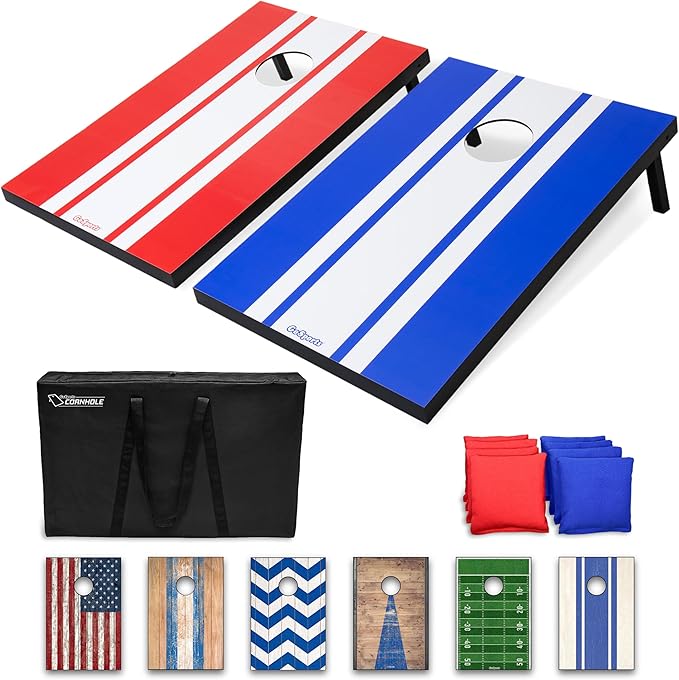 GoSports Portable Cornhole Sets, 8 Styles – Choose 4 x 2 ft or 3 x 2 ft - Boards Include 8 Bean Bags, Travel Case, and Game Rules