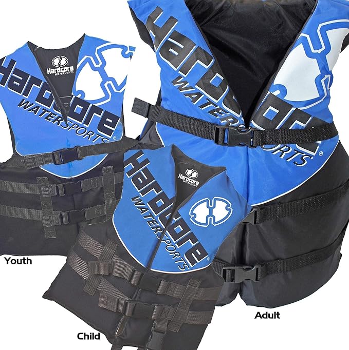 Hardcore Coast Guard Type III PFD for Youth Child Teen Adult; Life Vest Flotation Device; Life Jacket Paddle Vest for Big Kids, Jet ski, Wakeboard, Hardshell Kayak Life Jacket