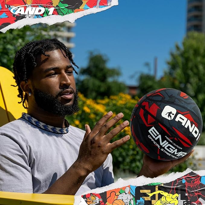 AND1 Enigma Basketball - Streetball for Indoor and Outdoor Use, Deep Channel Construction and Durability