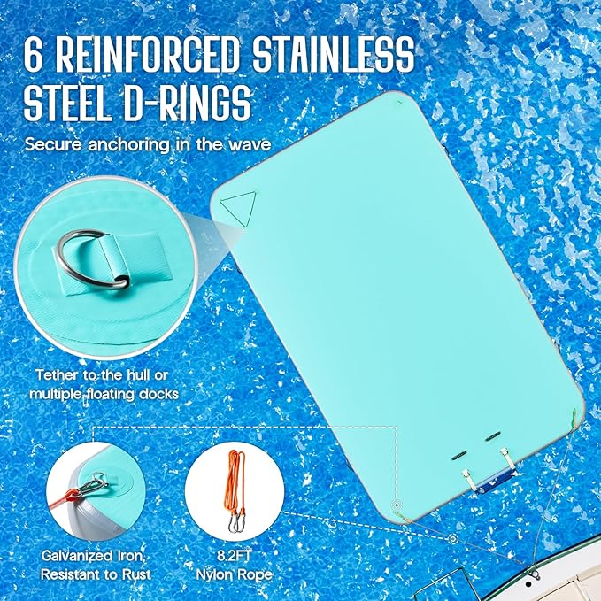 Specraft Inflatable Floating Dock, Non-Slip Air Dock Platform loating Island Raft with Rope Ladder for Pool Lake Beach Ocean