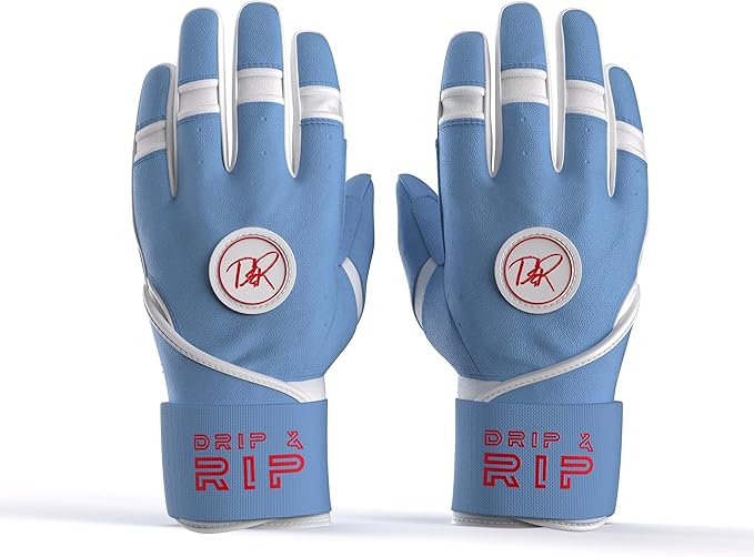 Drip & Rip Baller Series - Youth Batting Gloves + Adult Batting Gloves - for Softball and Baseball - Long Cuff Style for Men and Youth