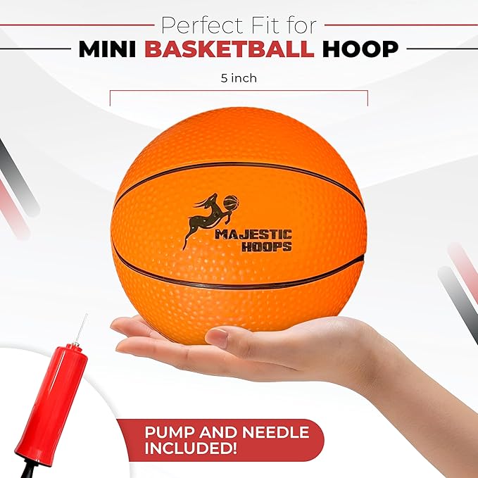Mini Basketballs - 4 Pack of 5” Mini Basketballs with Pump - Replacement Balls for Over-The-Door Hoops - Ideal for Indoor Play for Toddlers, Teens, Adults