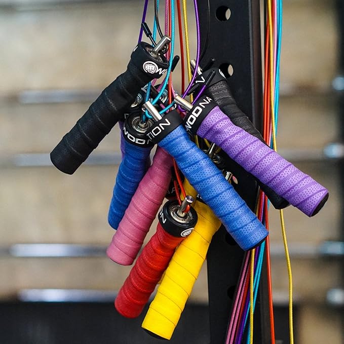 WOD Nation Attack Speed Jump Rope : Adjustable Jumping Ropes : Unique Two Cable Skipping Workout System : One Thick and One Light 11 Foot Cable : Perfect for Double Unders : Men and Women