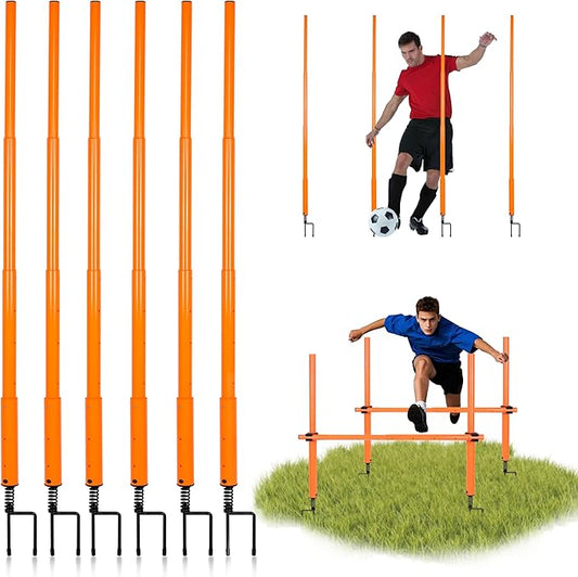 Hikeen Telescopic Length Soccer Poles Fixed & Collapsible Options Agility Training Hurdles and Football Obstacle for Teenager Soccer Training Outdoor Sports Speed Training Equipment