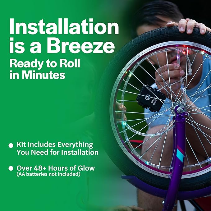 Brightz WheelBrightz LED Bike Wheel Lights - 2025 Edition with Superior Straps & LED-Weatherproof Shield! 14 Colors - Unmatched Durability, Visibility & 48+ Hours of Dazzling Illumination