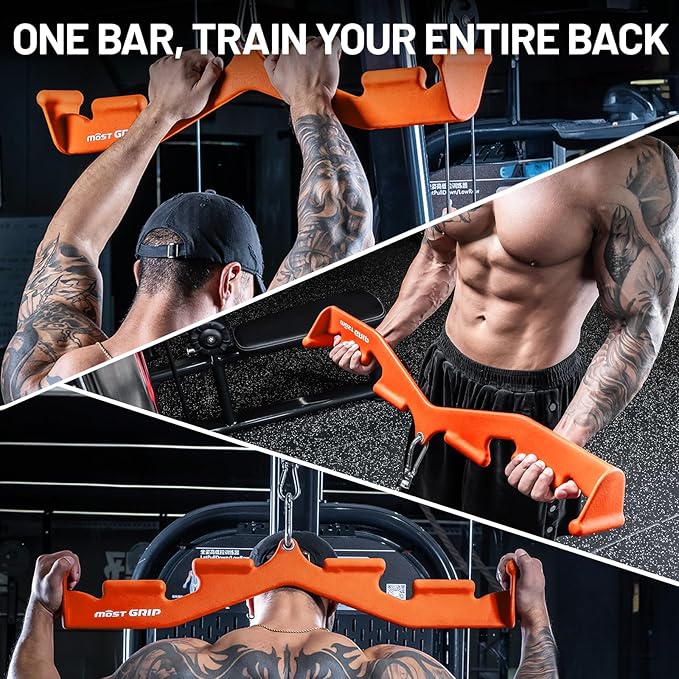 LAT Pull Down Bar with 6 Ergonomic Handles, Neutral Grip LAT Pulldown Attachments for Whole Back Training, Wide Grip LAT Pulldown Bars for Home Gym Cable