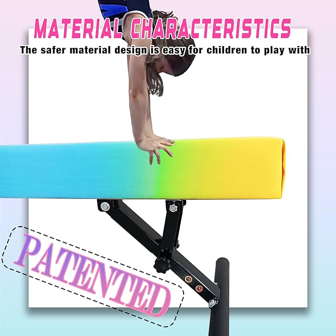 Adjustable Balance Beam Gymnastics Beam 8 FT Adjustable Height Beams for Kids, High and Low Floor Beams,Gymnastics Equipment for Kids Adults Training at Home and Gym Center