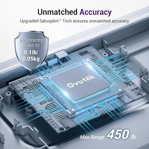 Ovutek Scale for Body Weight, Highly Accurate 450lb Digital Bathroom Scales for People, Automatic Weighing Machine for Baby, Pet, Light Items, Large LED, Sturdy and Durable Base, White