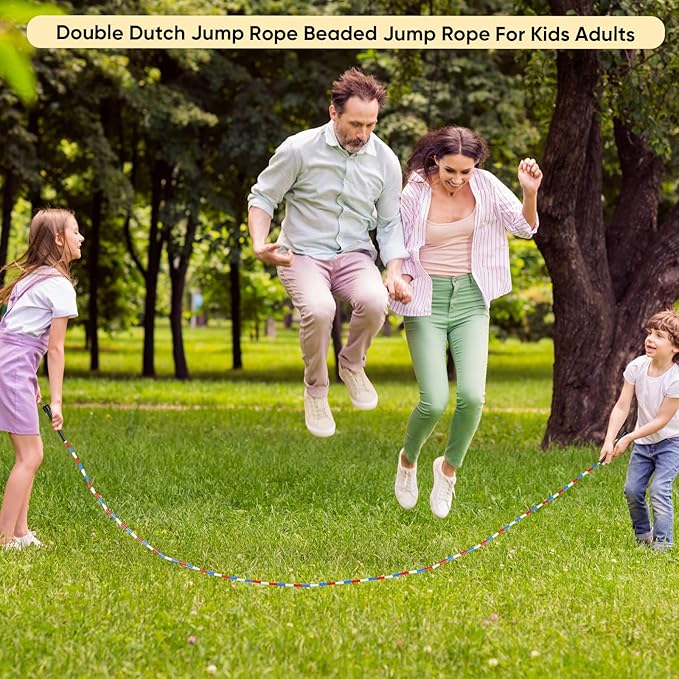 Zubebe 16-foot Double Dutch Jump Ropes Bulk Segmented Skipping Colorful Beaded Ropes for Kids Adults Fitness Physical Education Gym Class School Sports Outdoor Activities, Red White and Blue