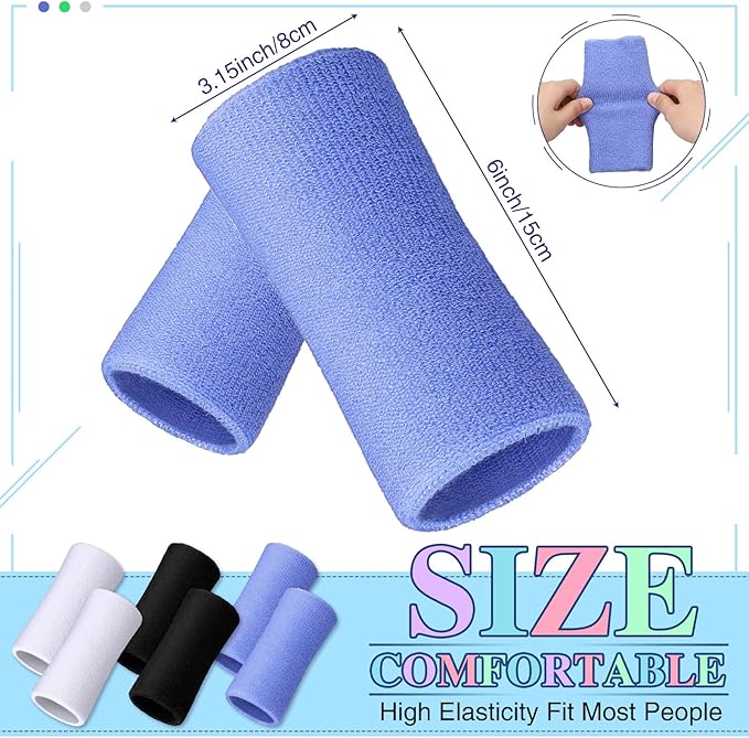 WILLBOND 6 Inch Wrist Sweat Bands for Men Women Tennis Elastic Athletic Long Sweatband Wrist Absorbent for Basketball Tennis Running Outdoor Activity