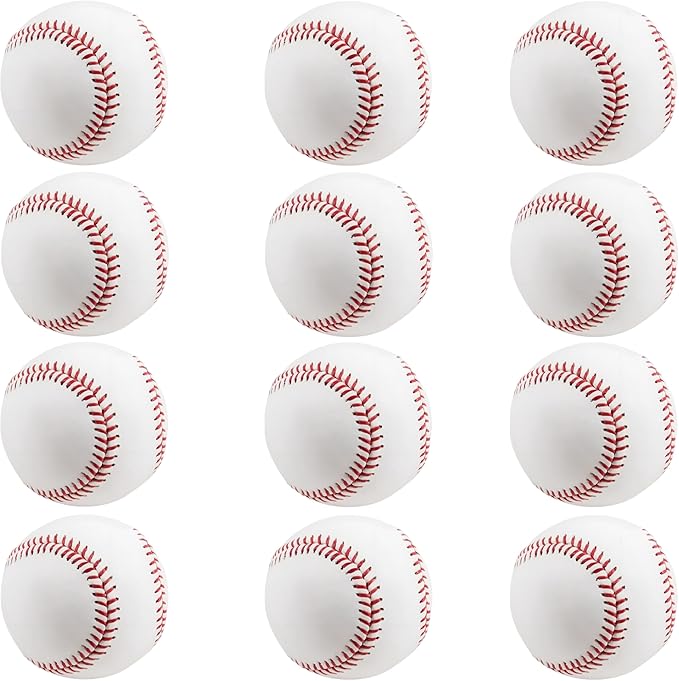 Rarapop Blank Standard Baseball Balls, Official Size 9 Inch Leather Covered Practice Baseball Training Ball for League Play, Pitching, Hitting, Batting, Fielding, Autograph