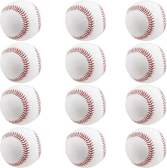 Rarapop Blank Standard Baseball Balls, Official Size 9 Inch Leather Covered Practice Baseball Training Ball for League Play, Pitching, Hitting, Batting, Fielding, Autograph