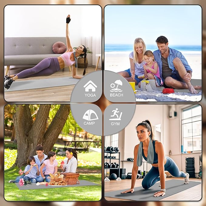 Hot Yoga Towel, Yoga Mat Towels for Hot Yoga Non Slip with Grip Dots Cooling Towel Sweat Absorbent Microfiber Pilates Towel for Bikram Exercise and Fitness (Gray)