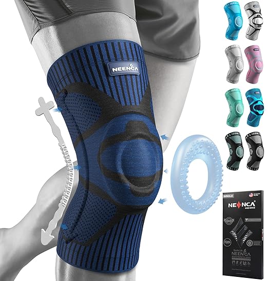 NEENCA Knee Braces for Knee Pain Relief, Compression Knee Sleeves with Patella Gel Pad & Side Stabilizers, Knee Support for Weightlifting, Running, Workout, Arthritis, Meniscus Tear, Men Women. ACE-53