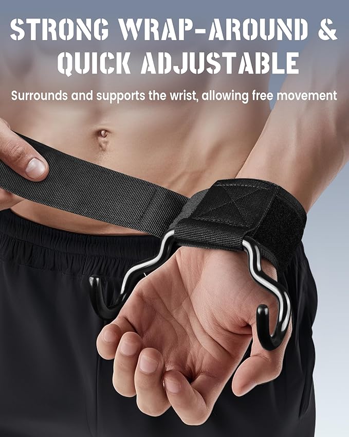 2025 Upgrade Weight Lifting Hooks, Gym Heavy Duty Power Lifting Straps for Men & Women Deadlifts, Pull Up, Powerlifting, Shrugs
