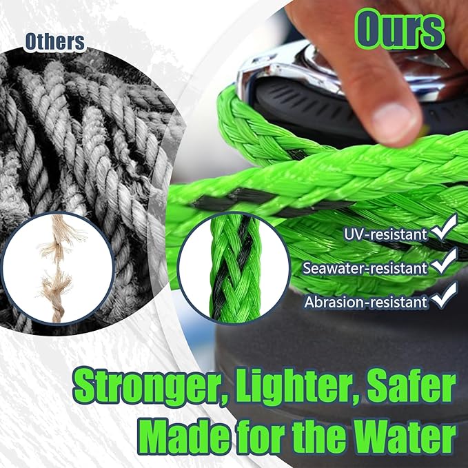 Boat Tow Rope 60ft 3-6K, Floating Ropes for Towable Tubes，Watersport Accessories