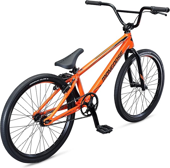 Mongoose Title Pro or Elite BMX Race Bike with 20 or 24-Inch Wheels in Red, Orange, or Black, Beginner or Returning Riders, Featuring Lightweight Tectonic T1 Aluminum Frame and Internal Cable Routing