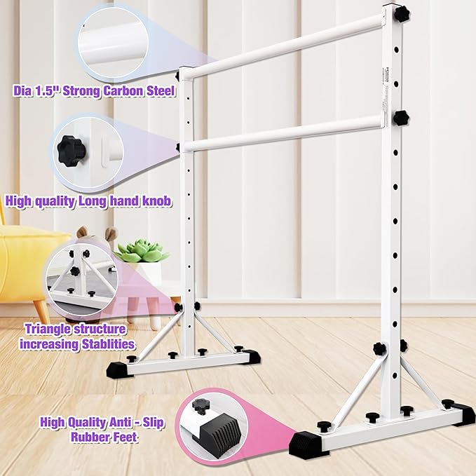 Adjustable Ballet Barre,Portable Dance bar,Fitness Equipment for Dance & Balance Excercise,Super Sturdy for Balance Workout,Weight Limit 250 LBS