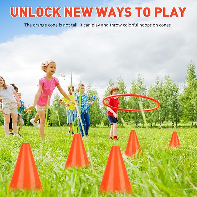 Reginary 40 Pieces 7 Inch Small Cones for Sports Football Bike Obstacle Training Cones Plastic Traffic Roadblock for Sports Skating Indoor Outdoor Activity Construction Party
