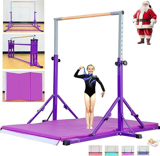 MARFULA Gymnastic Bar for Kid and Teenage Ages 3-25, 5 FT / 8 FT Base Length, 4 FT Width 5 FT Height, Gymnastic Kip Bar Horizontal Bar for Gymnast, Gymnastic Training Equipment for Home and Club Use