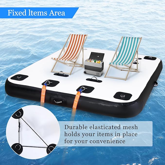 Inflatable Floating Dock, Swim Platform Floating Island Raft, Large Air Mat Inflatable Water Pad with None-Slip Surface for Lake Pool Beach Ocean