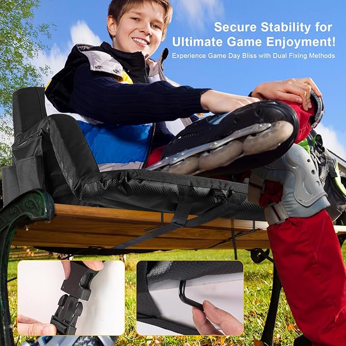 Extra Wide Stadium Seats with Back Support, Exclusive Bleacher Chairs with Back and Cushion Folding Stadium Chairs, 6 Reclining Positions Waterproof Bleacher Seats (Extra Wide|25" Black)