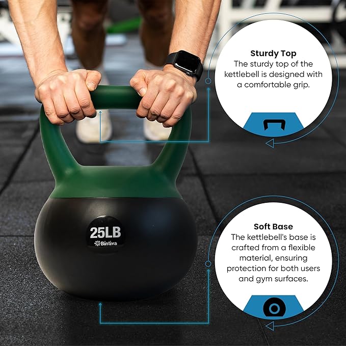 bintiva Soft Kettlebells - Sea and Iron Sand Filled Weights for Women and Men - Color Coded Kettle Bell Sets