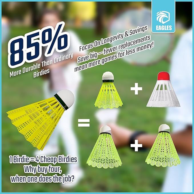 Badminton Birdies - Nylon Bedminton Shuttlecocks for Softball/Baseball Batting Training - Highly Stable & Durable Shuttle Balls for Indoor and Outdoor Matches