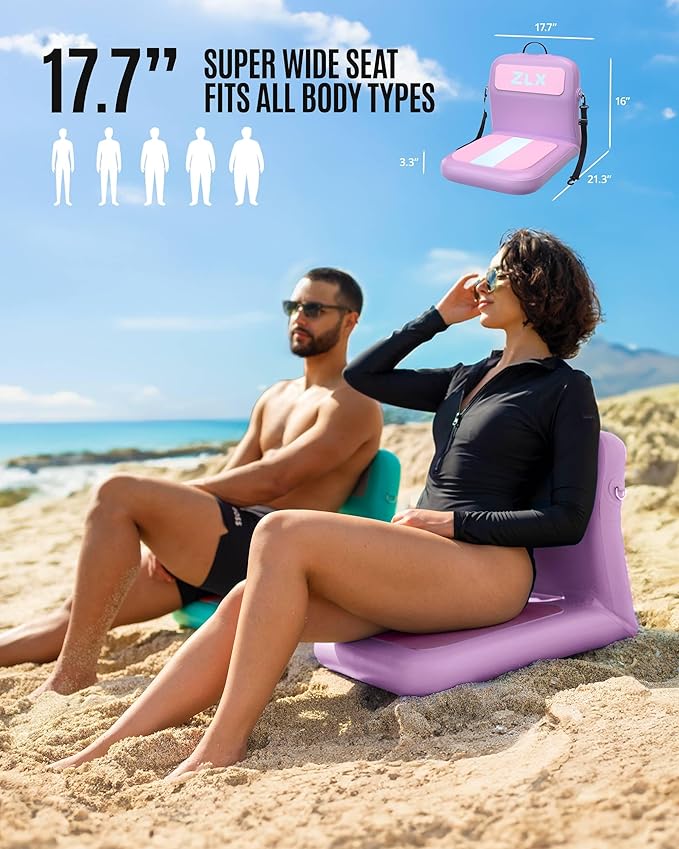 ZLX Paddle Board Seat with Back Support, Portable Kayak Seat, Air Pump Included, Universal Inflatable Seat for Adults, Foldable Ergonomic Design, Easy Fix for Outdoor Fishing/Kayaking/Camping
