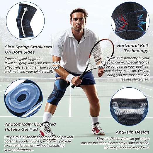 NEENCA Professional Knee Brace for Pain Relief, Medical Knee Compression Sleeve, Knee Support with Horizontal Knit Tech for Meniscus Tear, ACL, Arthritis, Joint Pain, Runner, Workout- FSA/HSA APPROVED