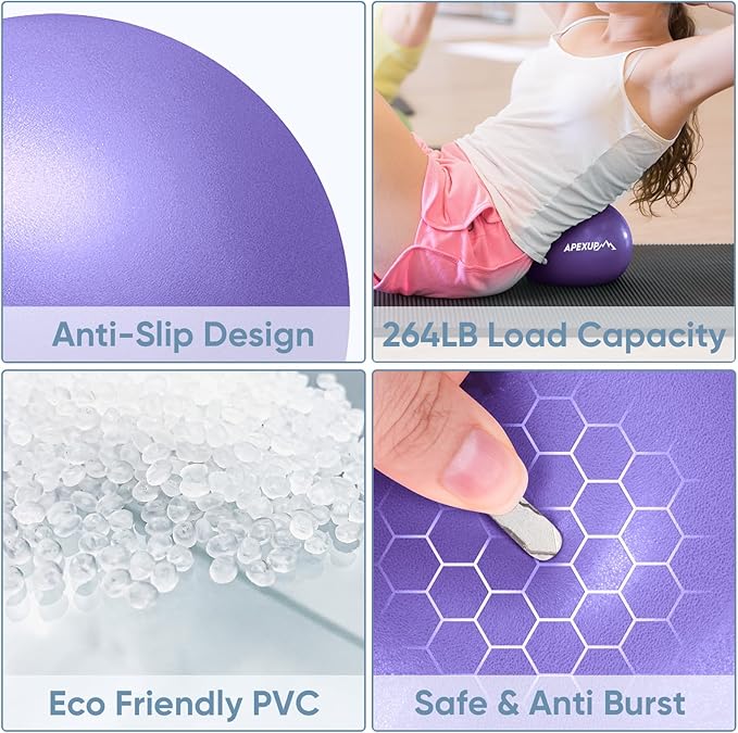 APEXUP Yoga & Pilates Ball - Anti Slip Heavy Duty Gym Ball for Fitness, Balance & Core Workout