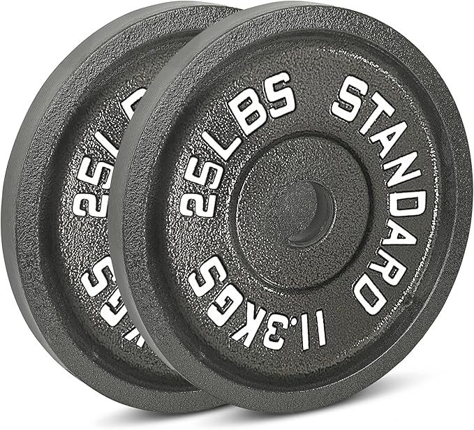 Cast Iron Olympic Weight Plates – Free Weights with 2-inch Hole & Anti-Rust Hammertone Finish - Ideal for Strength Training, Crossfit Equipment & Home Gym Set – Sold in Pairs - 2.5LB–45LB