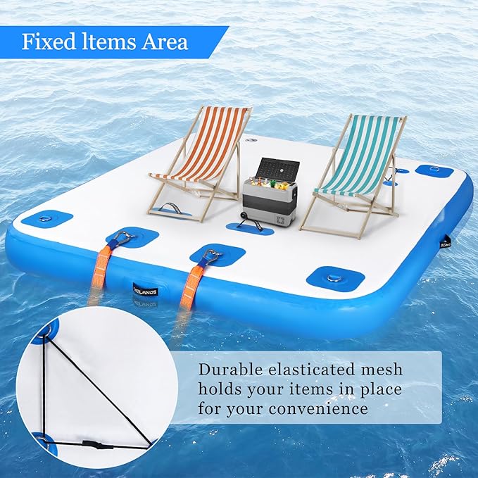 Inflatable Floating Dock, Swim Platform Floating Island Raft, Large Air Mat Inflatable Water Pad with None-Slip Surface for Lake Pool Beach Ocean
