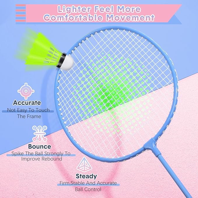12 Pack Badminton Rackets Set Including Rackets, Nylon Shuttlecocks and Carry Bag for Outdoor Backyard Games Beginners