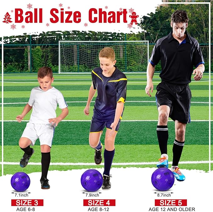 Shappy 4 Pcs Deflated Soccer Balls Bulk with Pump Mesh Bag Operation Christmas Official Size 3 4 5 Indoor Outdoor Colorful Game Sport Gift for Child Adult School