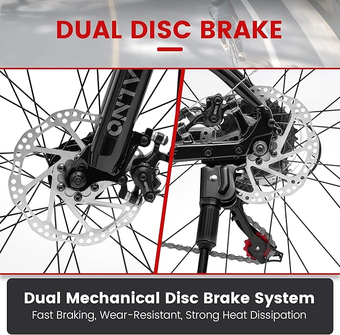 20 24 26 Inch Mountain Bike, 20 inch 7 Speeds Steel Kids Fat Tire Mountain Bike, 24 26 inch Aluminum Frame Boys Bike, Front Suspension Dual Disc Brake Teens Sport Bikes for Kids Boys Girls