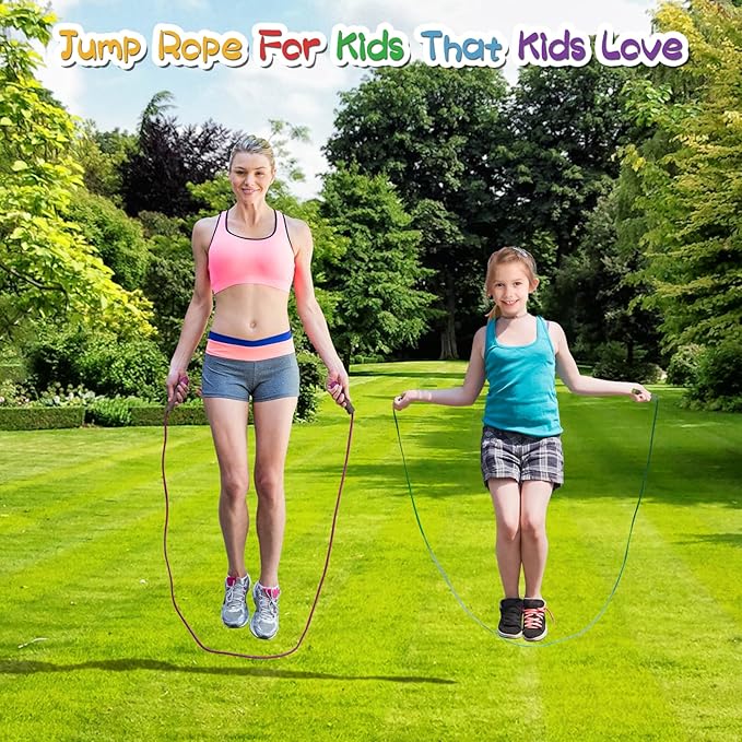 Jump Rope For Kids,Jump Rope Kids,Adjustable Soft Skipping Rope With Skin-Friendly Foam Handles For Boys,Girls,Women, Men,Exercise Activity,Outdoor Fitness