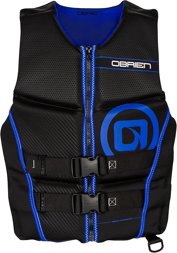 O'Brien Flex V-Back Life Jacket – Coast Guard Approved Adult Life Vest with Flex Fit Design, Lightweight Foam & Front Zip Closure for Watersports, Boating, and Jet Skiing