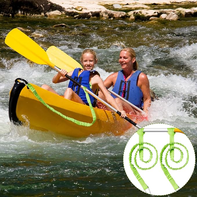 Sumind 4 Pieces Kayak Paddle Leash Kayak Rod Leash Paddle Lanyard Stretchable Coiled Lanyard Accessories for Paddles