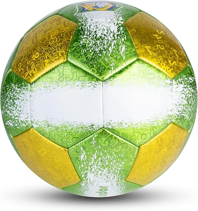 Size 4 Soccer Balls, Laser Leather Soccer Ball for Sport Training & Match Play - Vibrant Soccer Balls Gift Set with Pump for Kids and Youth