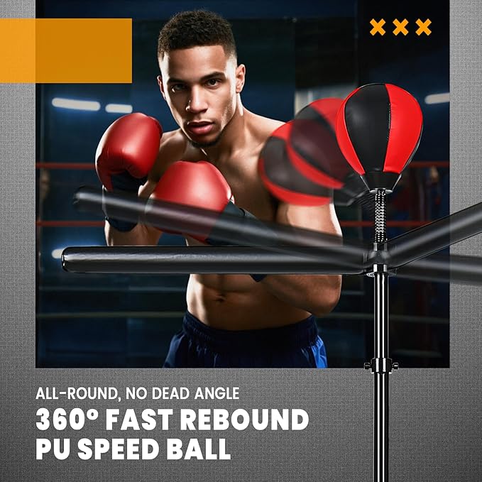 INNOLIFE Adjustable Boxing Bar, Punching Bag with 360 Reflex Bar, Boxing Speed Trainer for Adults, Youth, MMA